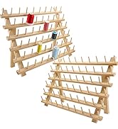 New brothread 2X60 Spools Wooden Thread Rack/Thread Holder Organizer with Hanging Hooks for Embro...