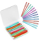 50PCS Plastic Sewing Needles, Large Eye Plastic Yarn Needles for Kids, 7cm/2.76inch Plastic Needl...