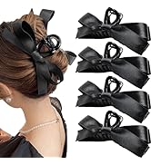 Sizobi 4PCS Bow Claw Clip, 4.3 Inch Big Black Bow Hair Clips for Women,Silky Satin Hair Bows Clip...