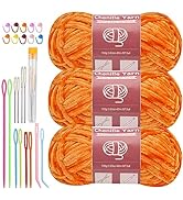 LUNARM 3 * 100g Chenille Yarn, Yarn for Crocheting Knitting with Big Eye Needles, Handcrafts Weav...