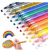 JR.WHITE Acrylic Paint Pens Paint Markers for Rock Painting, Canvas, Wood, Glass, Fabric, Metal, ...