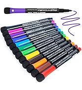 Magnetic Dry Erase Markers Fine Point Tip, 12 Colors White Board Markers Dry Erase Marker with Er...