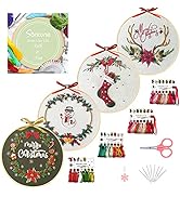 Santune 4 Pack Christmas Embroidery kit with Patterns and Instructions Cross Stitch Kits for Begi...