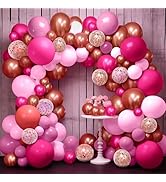 KatchOn, Rose Gold and Fuchsia Balloons Arch Kit - 18 Inch, Pack of 154 | Valentines Day Balloons...