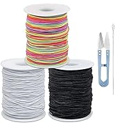 FIVEIZERO Black White Colorful Elastic Cord,1mm,1.2mm,1.5mm 3 Rolls Elastic Stretchy String for B...