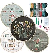 ETSPIL 4 Sets Embroidery Kit for Beginners ，Plant Kits for Adults Learn 33 Different Stitches，Inc...