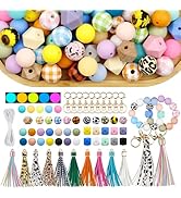 FIVEIZERO 221Pcs Silicone Beads for Keychain Making Kit, Multiple Styles and Shapes 15mm Silicone...