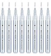 Silver Paint Pen Acrylic Markers - 8 Pack Acrylic Paint Pens for Rock Painting, Ceramic, Glass, W...