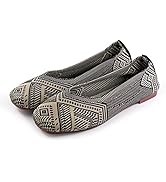 RVROVIC Women's Square Toe Knit Flats Shoes Casual Slip on Ballet Flats Comfortable Shoes for Women