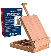 U.S. Art Supply Antigua Adjustable Wood Table Sketchbox Easel, Premium Beechwood - Portable Woode...