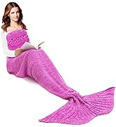 JR.WHITE Mermaid Tail Blanket for Kids and Adult,Hand Crochet Snuggle Mermaid,All Seasons Seatail...