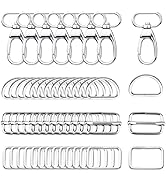 LUNARM 50 Pieces Metal Hook Ring with Swivel Clasps Slide Buckle D-rings Rectangle Ring for Handb...