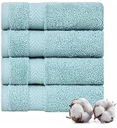 TEXTILOM 100% Turkish Cotton 4 Piece Luxury Washcloth Towel Set for Bathroom & Kitchen, Thick & S...