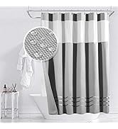 Yimobra Waffle Weave Shower Curtain Set with Snap-in Fabric Liner, Heavyweight Fabric with 12 Hoo...