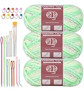 LUNARM 3 * 100g Chenille Yarn, Yarn for Crocheting Knitting with Big Eye Needles, Handcrafts Weav...