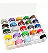 New brothread 25pcs Assorted Colors 70D/2 (60WT) Prewound Bobbin Thread Plastic Size A SA156 for ...