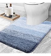 OLANLY Luxury Toilet Rugs U-Shaped, Extra Soft and Absorbent Microfiber Bathroom Rugs, Non-Slip P...