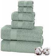 TEXTILOM 100% Turkish Cotton 6 Pcs Luxury Bath Towels , Soft & Absorbent Bathroom Towels Set (2 B...
