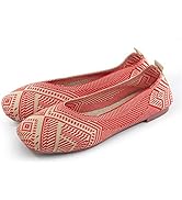 RVROVIC Women's Square Toe Knit Flats Shoes Casual Slip on Ballet Flats Comfortable Shoes for Women