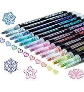 Shimmer Markers Doodle Outline Dazzles: 12 Colors Metallic Double Line Glitter Pens Set Super Squ...