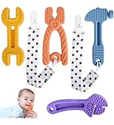 Fu Store 4 Pack Soft Silicone Teething Toys for Toddlers Infant Hammer Wrench Spanner Pliers Tool...