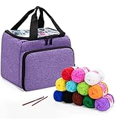 LoDrid Knitting Starter Kit with 12(50g) Basic Colors Yarn & 2 Crochet Hooks, Portable Knitting T...