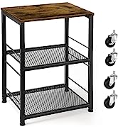 OYEAL Night Stand Industrial End Table with Storage Shelf Farmhouse Sofa Side Table for Small Spa...