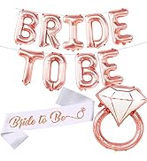 Bride To Be Balloons Rose Gold Set - 16 Inch, Bride To Be Decorations | 30 Inch Ring Balloon | Br...