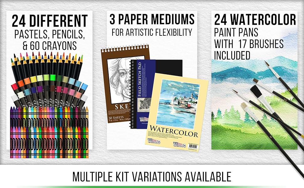 U.S. Art Supply Art Activity Artist Drawing Sketching Watercolor Pencil Set