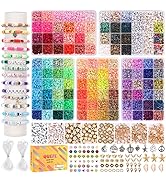 QUEFE 10800pcs Clay Beads for Friendship Bracelet Making Kit, 108 Colors Polymer Heishi Beads for...