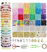 Redtwo 6200 Pcs Clay Beads Bracelet Making Kit, Flat Round Polymer Heishi Friendship Bracelet