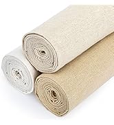 Caydo 3 Pieces Large Size Linen Needlework Fabric for Garment Craft, Flower Pot Decoration and Ta...