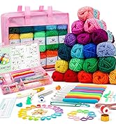 Crochet Yarn Kit for Beginners Adults and Kids, Includes 1650 Yards 30 Colors Acrylic Skeins, Use...