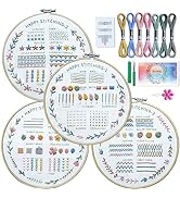 ETSPIL 4 Sets Embroidery kit for Beginners ，Learn 33 Different Stitches，Includes Stamped Pattern,...