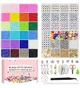 Redtwo 32500pcs 2mm Glass Seed Beads for Bracelets Jewelry Making Kits,Small Beads for Friendship...