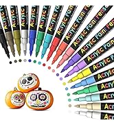 Acrylic Paint Pens Paint Markers Set of 18: Fine Point Paint Pens for Rock Painting Glass Wood Ce...