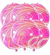 KatchOn, Big 22 Inch Pink Marble Balloons - Pack of 6 | Pink and Orange Balloons, Pink and Orange...