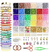 Redtwo 4200 Pcs Clay Beads Bracelet Making Kit, Friendship Preppy Flat Polymer Heishi Beads Jewel...