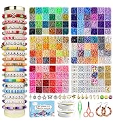 Redtwo 19000pcs Clay Beads Friendship Bracelet Making Kit,120 Colors 6 Boxes Preppy Polymer Heish...