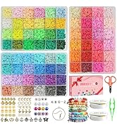 Redtwo 15000 Pcs Clay Beads Bracelet Making Kit, 3 Boxes 72 Colors Friendship Bracelet Kit Flat P...