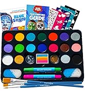 Blue Squid Face Painting Kit for Kids - 22 Color 160pcs Kids Face Paint Kit with Stencils & Book,...