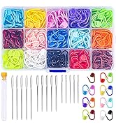 LUNARM 315 Pieces Stitch Locking Clip, Colorful Knitting Markers Crochet Clips with 15 Pieces Big...