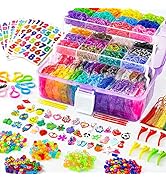 Inscraft 17500+ Rubber Loom Bands with 3 Layer Container, 28 Colors, 600 S-Clips, 352 Beads, 40 C...