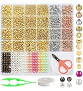 Redtwo 2400pcs Gold Beads for Bracelet Making Kit,Spacer Beads Set with Gold Letter Beads for