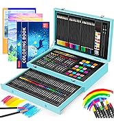 iBayam Art Supplies, 150-Pack Deluxe Wooden Art Set Crafts Drawing Painting Kit with 1 Coloring B...