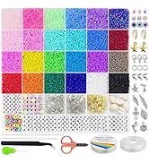 Redtwo 8000pcs 3mm Glass Seed Beads for Bracelet Making Kit, Small Beads Friendship Jewelry Makin...