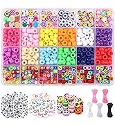 QUEFE Pony Beads for Bracelet Making Kit, Kandi Beads for Jewelry Making, Polymer Clay Beads Lett...