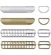 LUNARM 60 Pieces Silver and Brown Metal Buckles Ring with 40 Pieces Slide Buckles and 20 Pieces D...