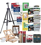U.S. Art Supply 133-Piece Deluxe Ultimate Artist Painting Set with Aluminum and Wood Easels, 72 P...