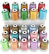 New brothread 25 Colors Variegated Polyester Embroidery Machine Thread Kit 500M (550Y) Each Spool...